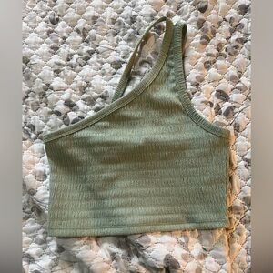 American Eagle Outfitters Olive Asymmetrical Crop Top